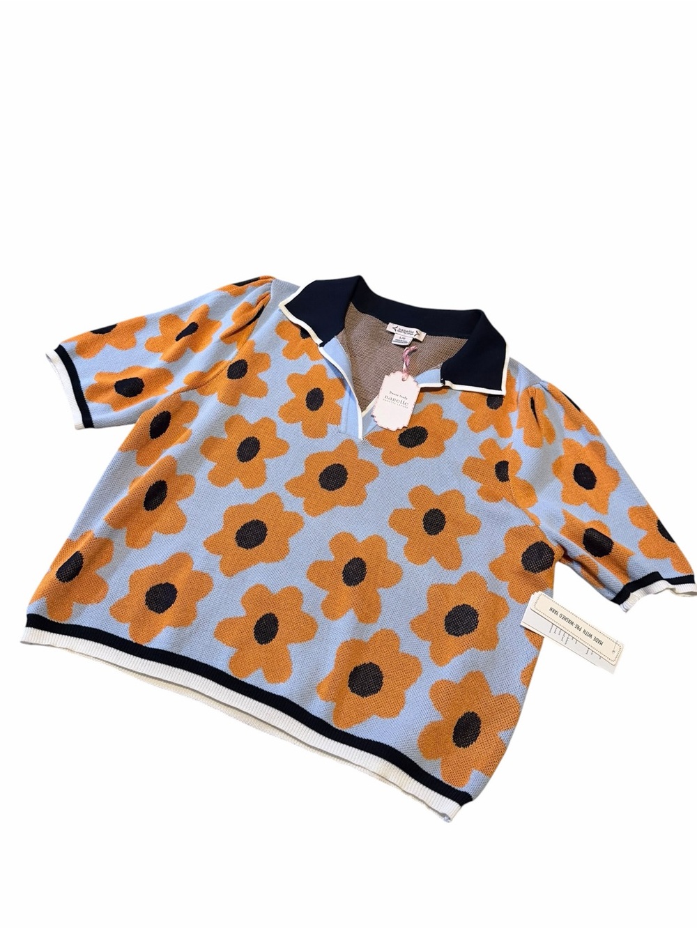 🌼💚NEW Nanette Lepore Flower Polo Sweater. - Picture 4 of 10